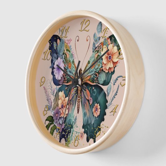 Wandklok met Floral Butterfly (Hoek)