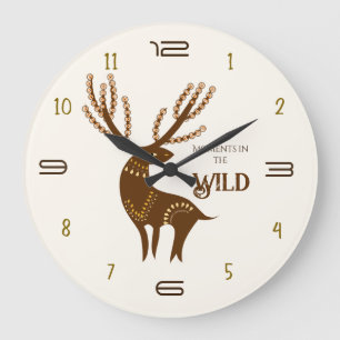 Wandklok met herten in de natuur