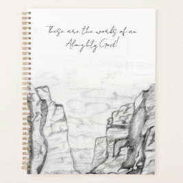 Wandklok met in zwart-wit geschetste canyon planner