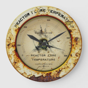 Wandklok met kerntemperatuur van de reactor