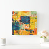 Wandklok met kleurrijk abstract ontwerp (Huis)