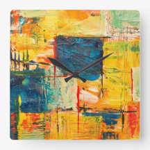Wandklok met kleurrijk abstract ontwerp