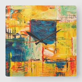 Wandklok met kleurrijk abstract ontwerp