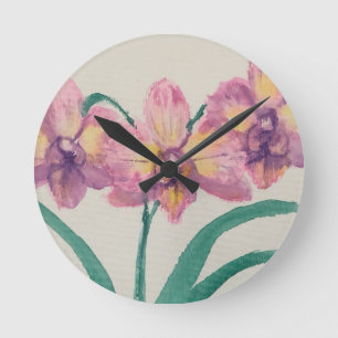 Wandklok met mooie orchideeën van mijn schilderij