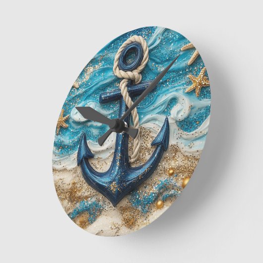 wandklok met nautisch anker (Hoek)