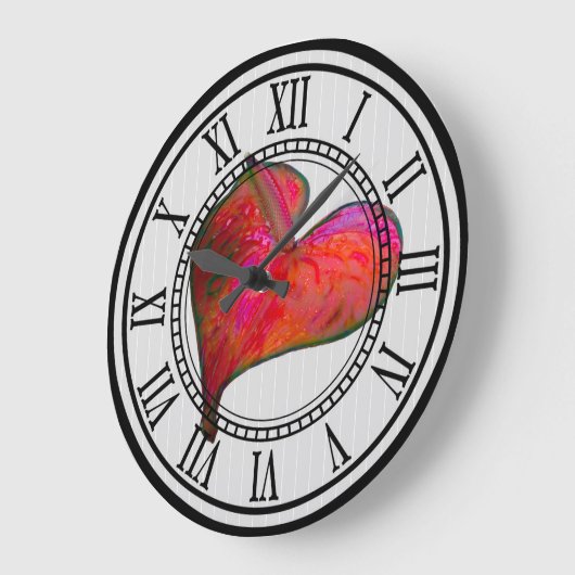 Wandklok met rood anthurium (Hoek)