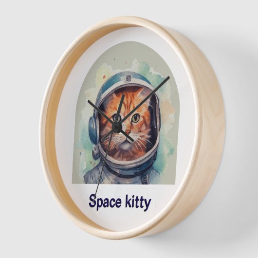 Wandklok met Space kat ontwerp (Hoek)
