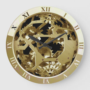 wandklok met steampunk "Blootgestelde machine"