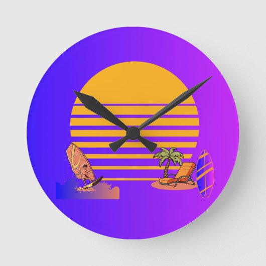 Wandklok met strandvibes en zon (Voorkant)
