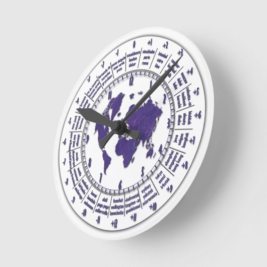 Wandklok met tijdzones (Hoek)