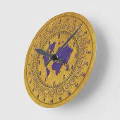 Wandklok met tijdzones Gold Texture (Hoek)