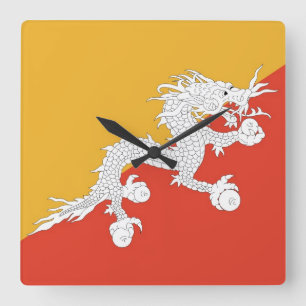 Wandklok met vlag van Bhutan