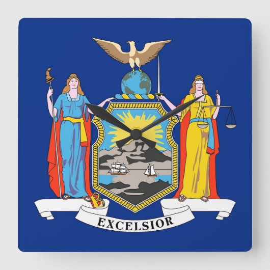 Wandklok met vlag van New York, VS (Voorkant)