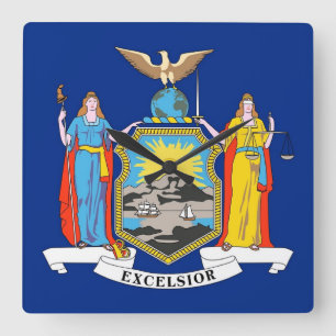 Wandklok met vlag van New York, VS