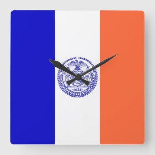 Wandklok met vlag van New York, VS