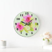 Wandklok met Waterverf Flowers (Huis)