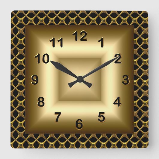 Wandklok Metaal Look Zwart Brons Goud (Voorkant)