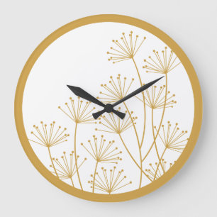Wandklok - Mod Dandelions in Gold