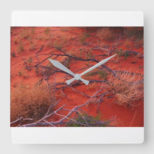 Wandklok Outback Australisch landschap, grijze arm (Voorkant)
