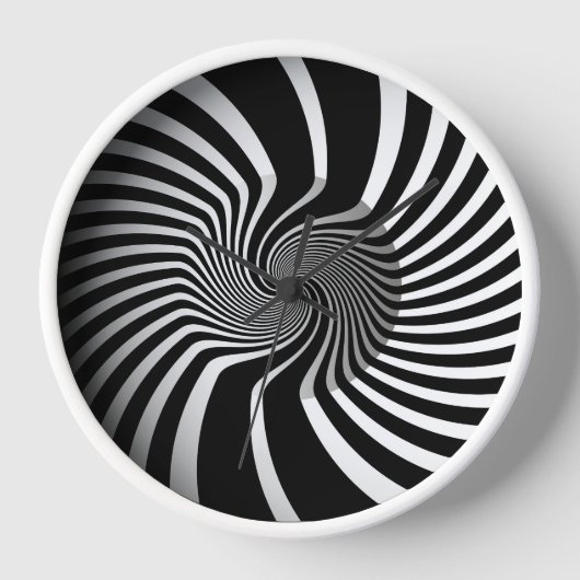 Wandklok - Psychedelic Art Swirl B/W (Voorkant)