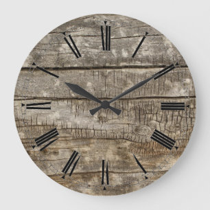 Wandklok - Romeinse cijfers in rustieke houten loo