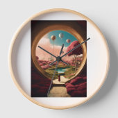 Wandklok rond afgedrukt huis decor (Voorkant)