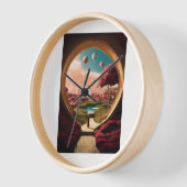 Wandklok rond afgedrukt huis decor (Hoek)