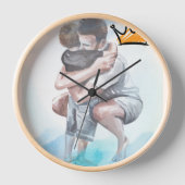 Wandklok Rond Natuurlijke Hout Lijst (Voorkant)