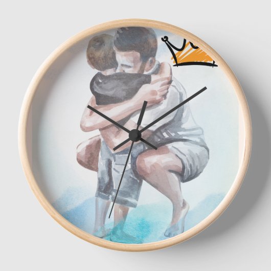 Wandklok Rond Natuurlijke Hout Lijst (Voorkant)