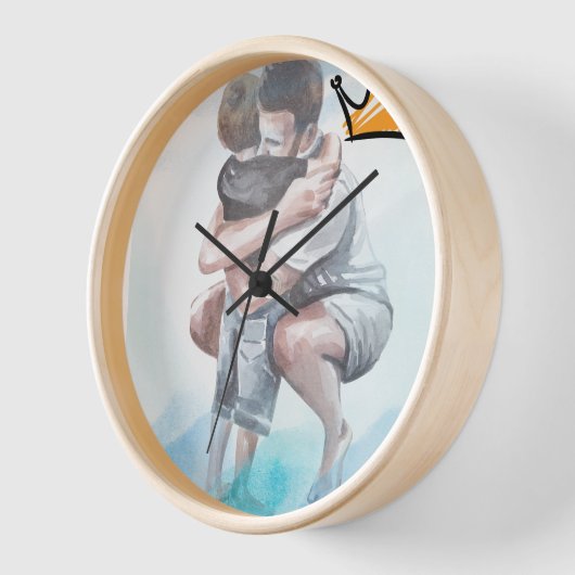 Wandklok Rond Natuurlijke Hout Lijst (Hoek)