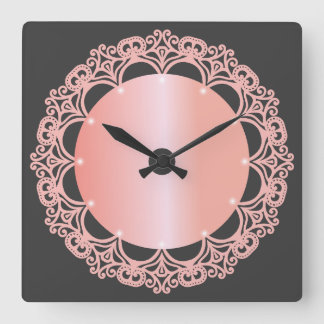 Wandklok sierlijke look, rosegold tinten