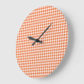 Wandklok, Sinaasappel en wit Check Gingham Grote Klok (Hoek)