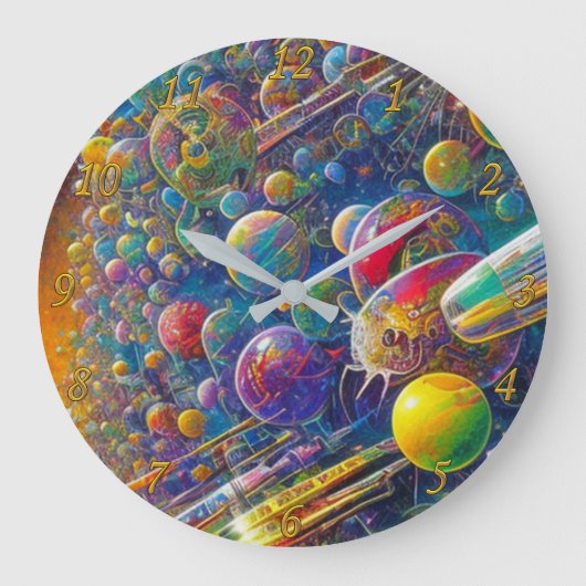 Wandklok Space Race met cijfers (Voorkant)