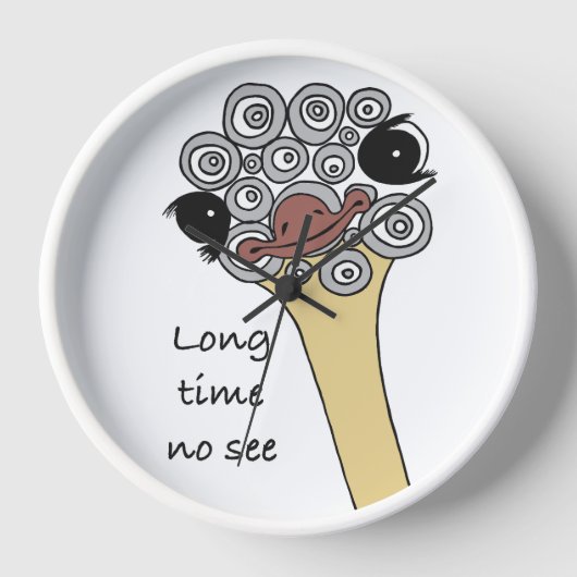 Wandklok Struisvogel "lang niet gezien" (Voorkant)