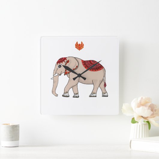 Wandklok Thaise olifant. (Huis)