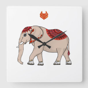 Wandklok Thaise olifant.