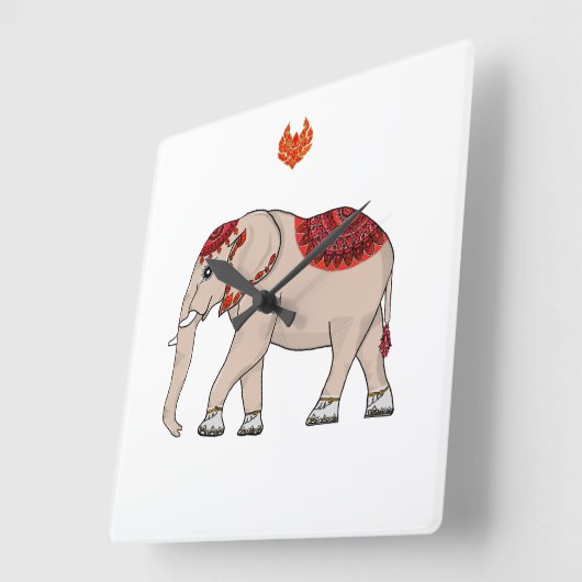 Wandklok Thaise olifant. (Hoek)