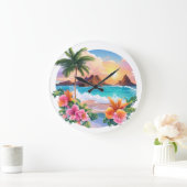 Wandklok: Tropische sereniteit Majestic Palm Tree Grote Klok (Huis)