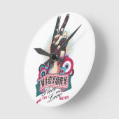 Wandklok – Victory Peace & Love Pop-Art Design (Hoek)