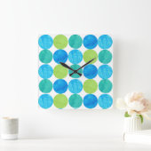 wandklok, vierkant, blauw moonpatroon vierkante klok (Huis)
