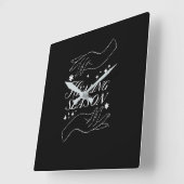 Wandklok | Vierkant Zwart Minimalistisch Ontwerp (Hoek)