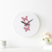 Wandklok Vlinders Roze & Bloemen – Design F (Huis)