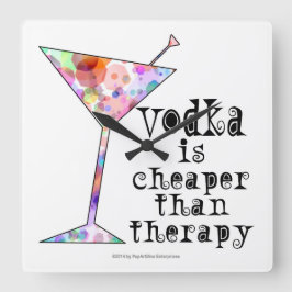 WANDKLok, VODKA IS GOEDKOPER DAN THERAPIE Vierkante Klok