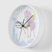Wandklok voor een baby shower met eenhoorn. (Hoek)