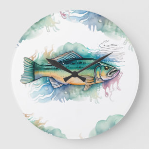 Wandklok - Waterverf serie: Bass