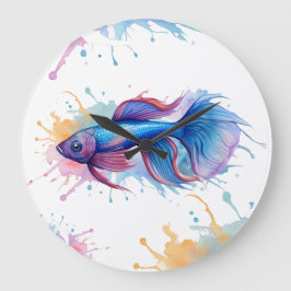 Wandklok - Waterverf serie: Betta Fish