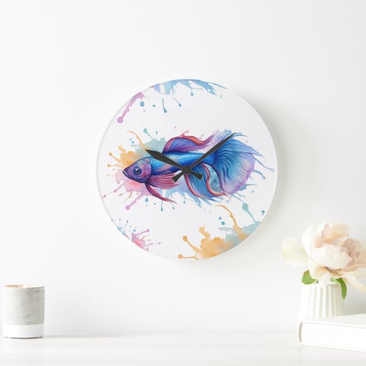 Wandklok - Waterverf serie: Betta Fish (Huis)