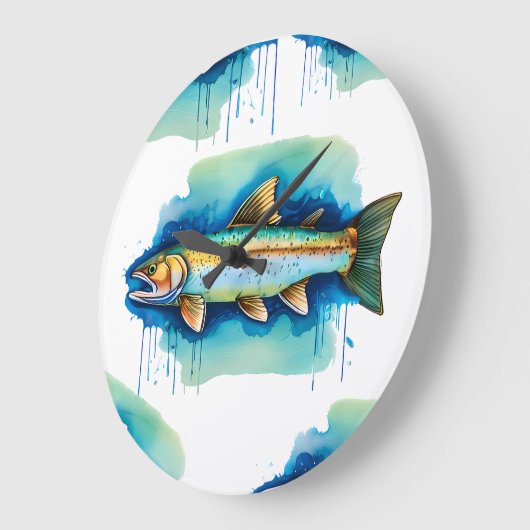 Wandklok - Waterverf serie: Forel/Zalm (Hoek)
