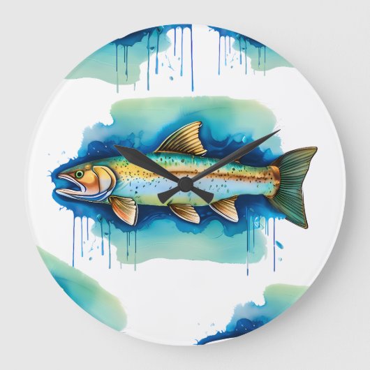 Wandklok - Waterverf serie: Forel/Zalm (Voorkant)