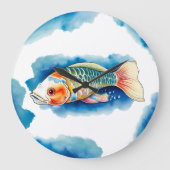 Wandklok - Waterverf serie: Koi Fish (Voorkant)